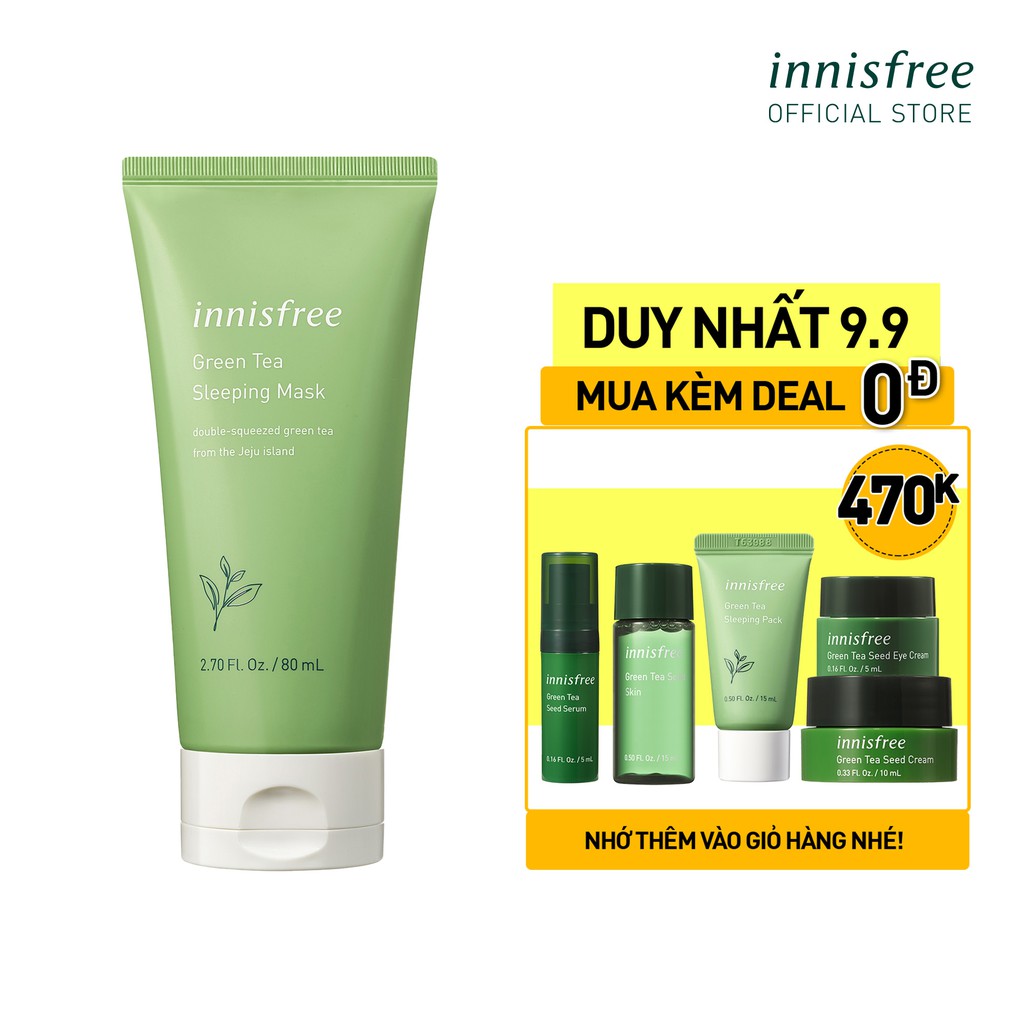 [Mã COSINN9 giảm 10% đơn 400K] Mặt nạ ngủ dưỡng ẩm innisfree Green Tea Sleeping Mask 80ml