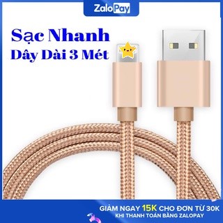 DÂY SẠC Nhanh 3m Sạc Nhanh Các Dòng Máy DÀI 3 MÉT-DÂY BỌC DÙ SẠC NHANH TIỆN LỢI