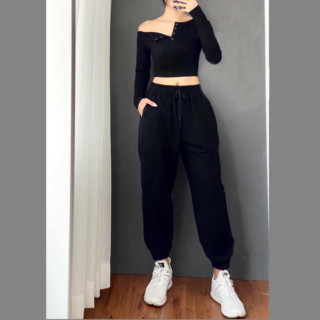 Lado shop | Quần jogger ống túm chất kaki co giãn nhẹ