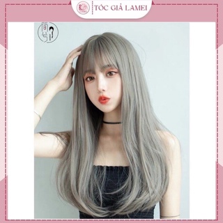Tóc giả nữ nguyên đầu bạch kim cụp đuôi nhẹ hàng cao cấp tặng lưới đội tóc