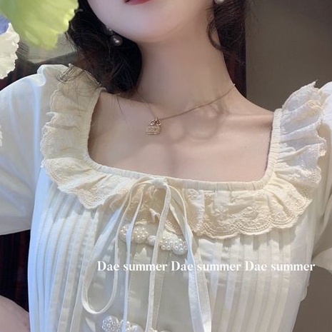 [MURIOKI] Đầm Công Chúa Cổ Vuông Phối Ren Màu Trắng Phong Cách Pháp Thời Trang 2022 Sang Trọng Cho Nữ