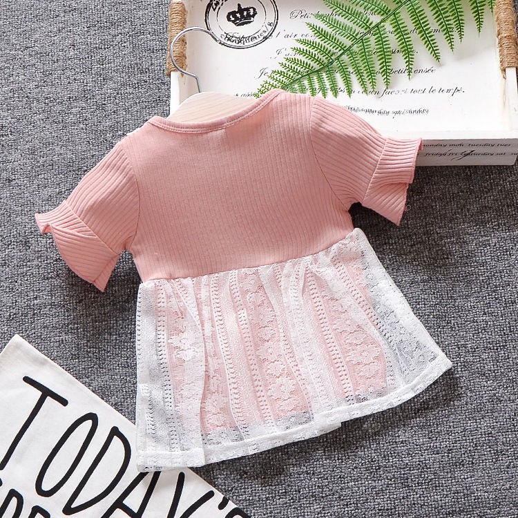 Đầm Công Chúa Vải Cotton Phối Ren Thời Trang Mùa Hè Cho Bé Gái 1-3 Tuổi