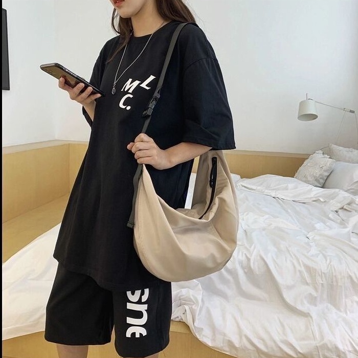 Túi Đeo Chéo Ngực Vải Canvas Cỡ Lớn Phong Cách Đường Phố Nhật Bản Cá Tính Cho Nam