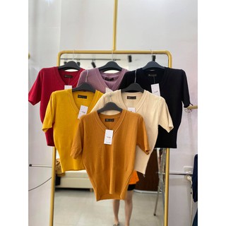 Áo len cộc tay 🦋FREESHIP🦋 Len basic cổ tim