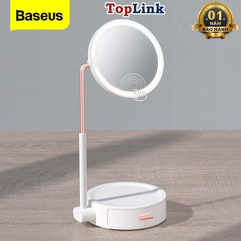 Gương Trang Điểm Có Đèn Led Để Bàn Baseus 3 Trong 1 Giữa Đèn, Gương Trang Điểm Và Hộp Đựng Mỹ Phẩm - TopLink