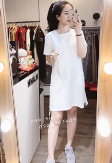 Váy suông cúc dọc 2 túi cho nữ