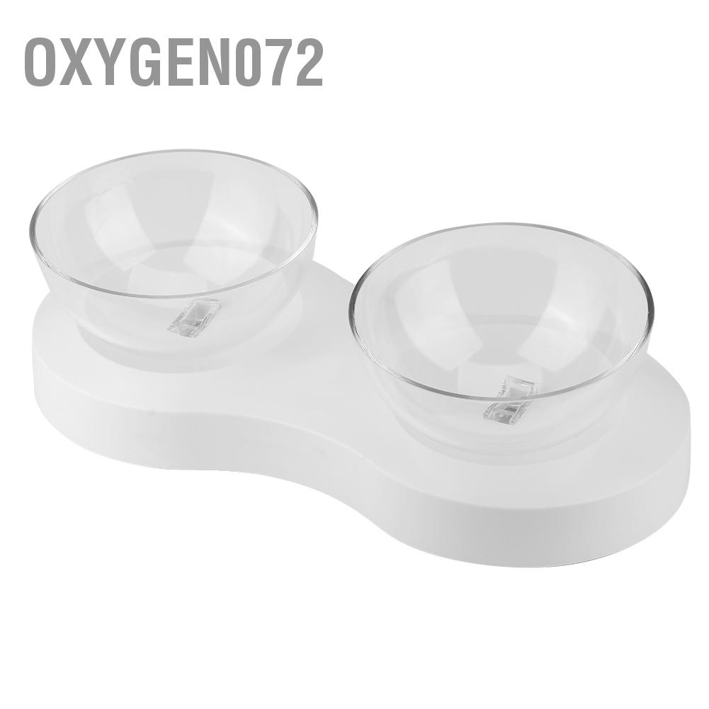 Oxygen072 Dụng cụ cho ăn thú cưng 20 ° Có thể điều chỉnh Mèo uống Bát trong suốt mèo đôi