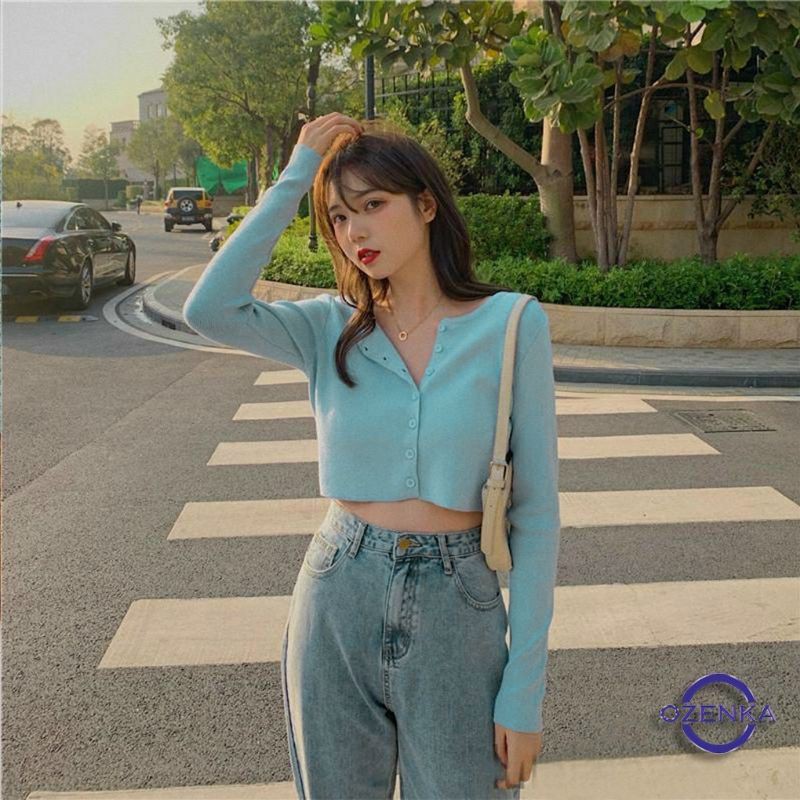 Áo Croptop Nút Tay Dài Yan Tuyết's House