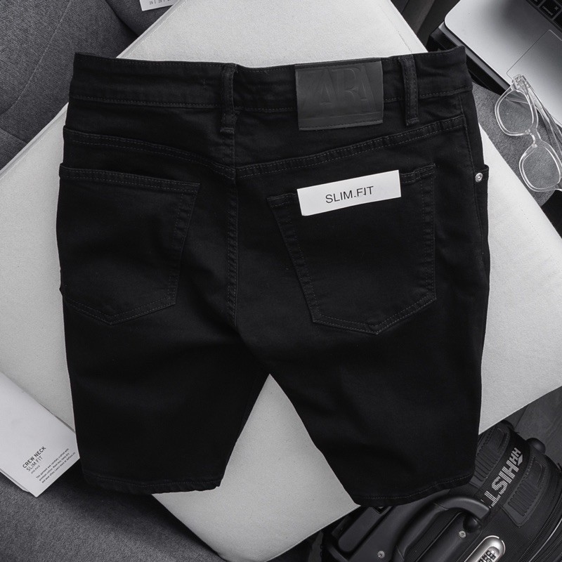 Quần short jean nam đen size đại co giãn Jean Nam big size đến 120kg slim ôm nhẹ