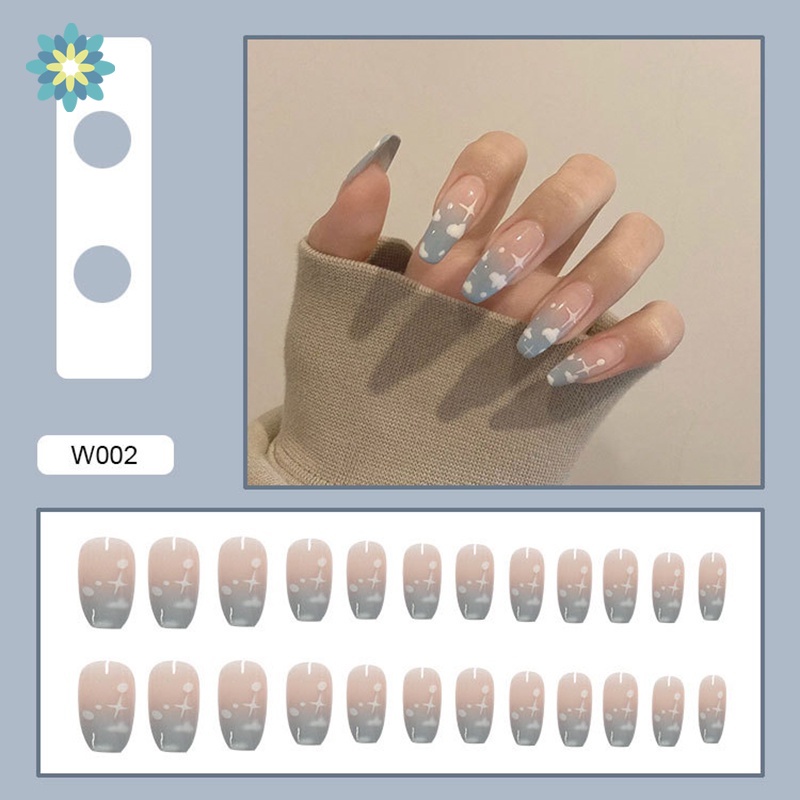 [Hàng mới về] Set 24 móng tay giả họa tiết hoạt hình có keo dán thời trang