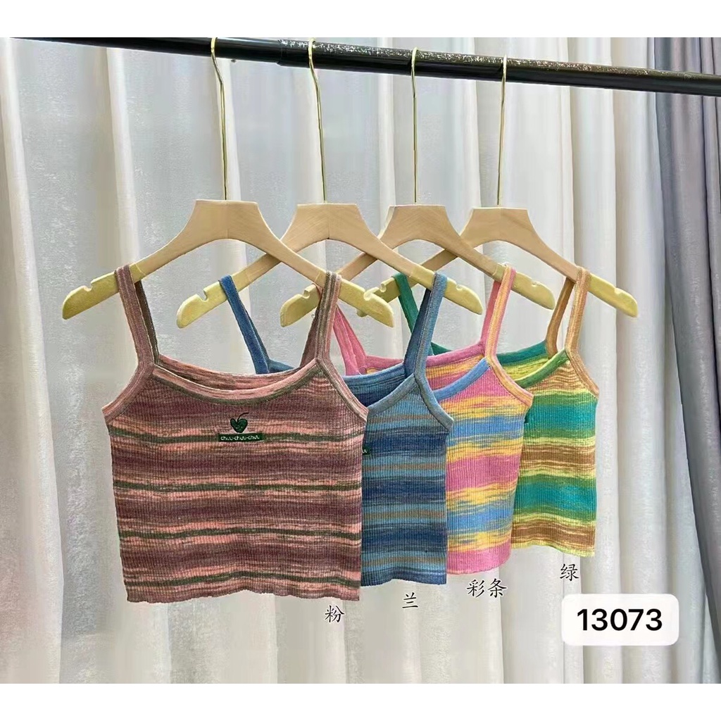 ÁO HAI DÂY ÁO DỆT KIM MÀU CẦU VỒNG CROPTOP #13073#DÁNG ÔM PHONG CÁCH ÂU MỸ 2022 CHẤT LIỆU CAO CẤP THOẢI MAI⚡HÀNG CÓ SẴN⚡