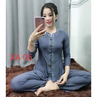 Quần áo đi chùa kiểu tim lơ màu xxanh lam