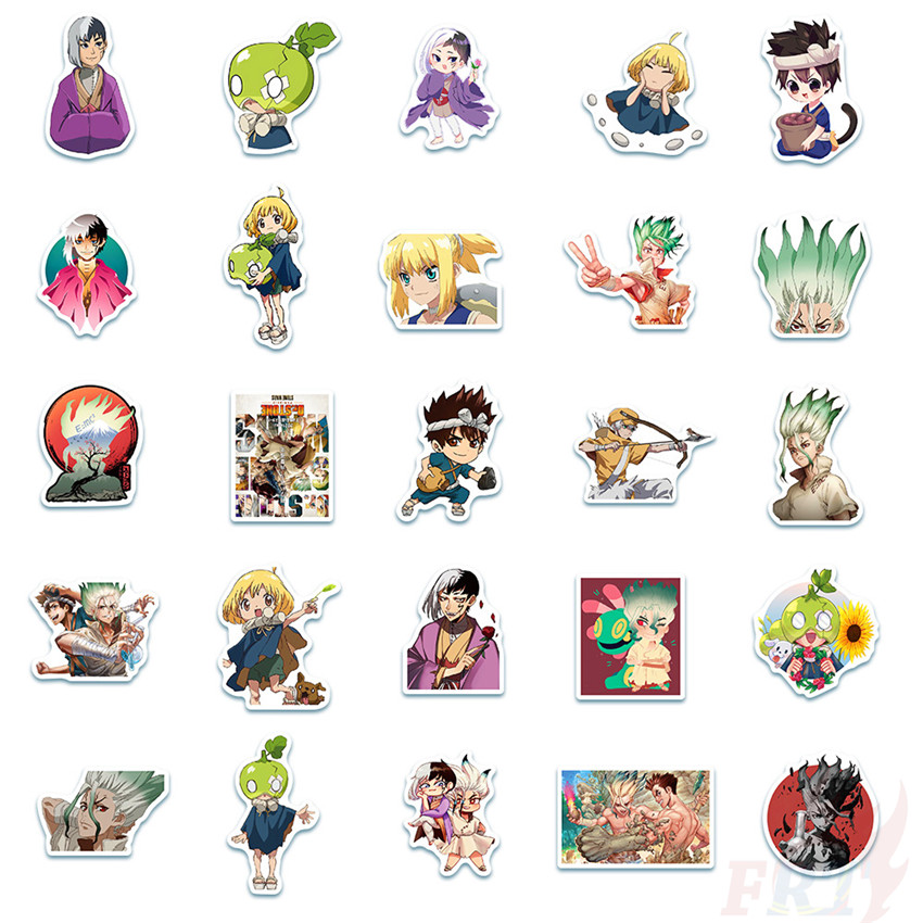 Bộ 50 miếng hình dán chống thấm nước họa tiết dr.stone anime ishigami senkuu chủ đề số 04