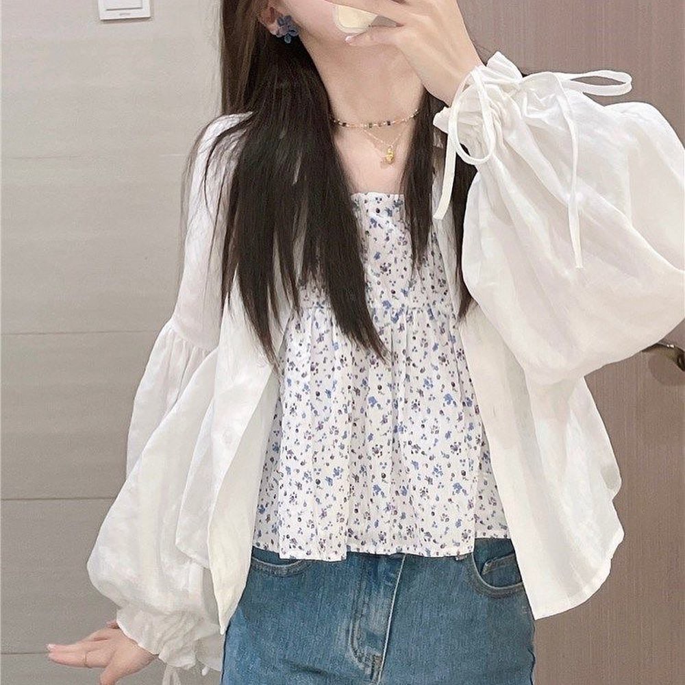 [ORDER] Set áo khoác ngoài+áo hai dây hoa nhí ulzzang