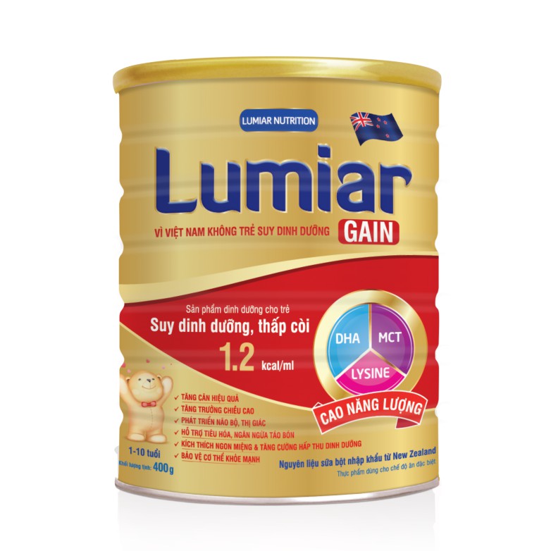 LUMIAR GAIN 400G - DINH DƯỠNG CHO TRẺ SUY DINH DƯỠNG, THẤP CÒI