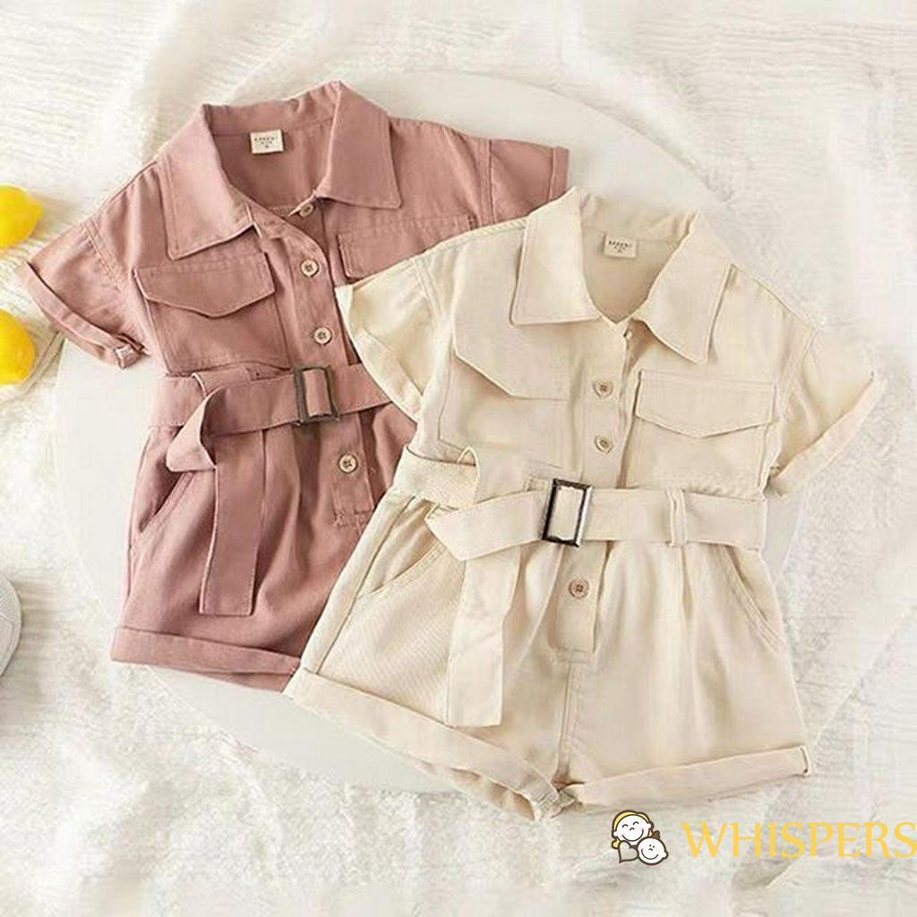 Áo liền quần bé gái tay ngắn xinh xắn năng động