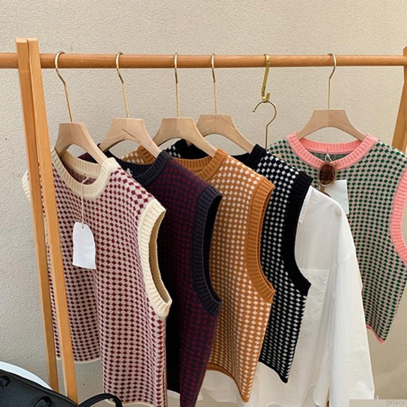 Áo len không tay cổ tròn phong cách Hàn Quốc dành cho nữ