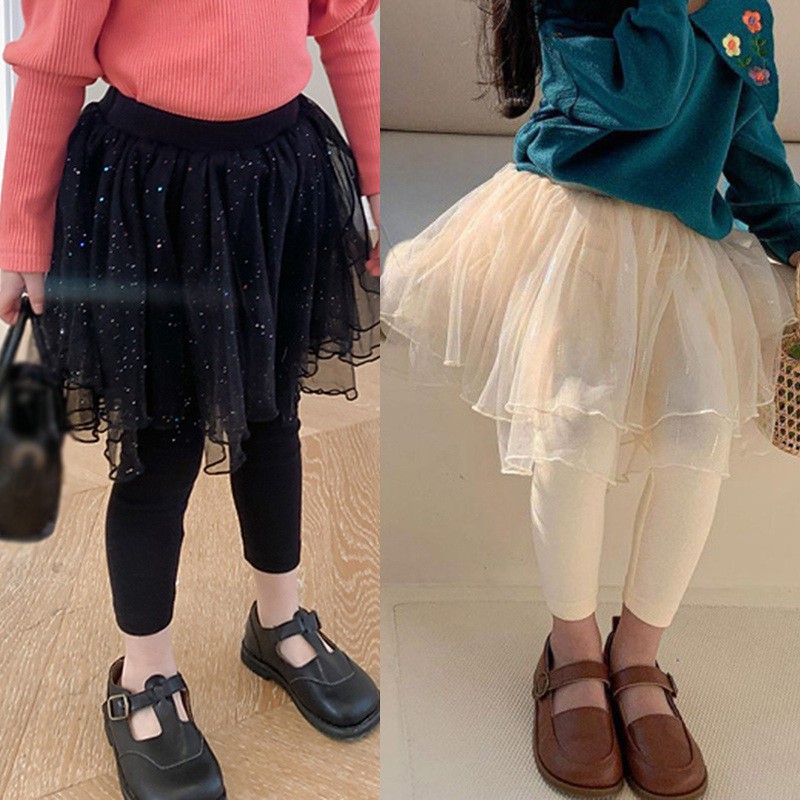 Baby Girls' Sweet Canopy Skirt Skirt Pants Solid color Net Gauze Trousers Summer