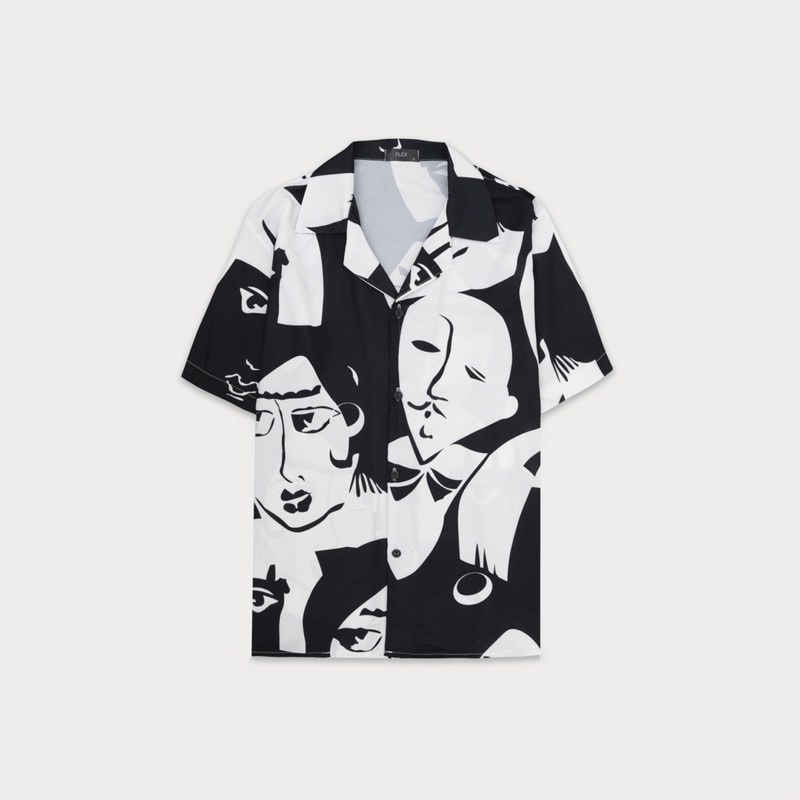 Áo sơ mi nam FLEX Fullbox ngôi sao, vải lụa thoáng mát , mềm mịn, thấm hút , không nhăn, áo sơ mi họa tiết