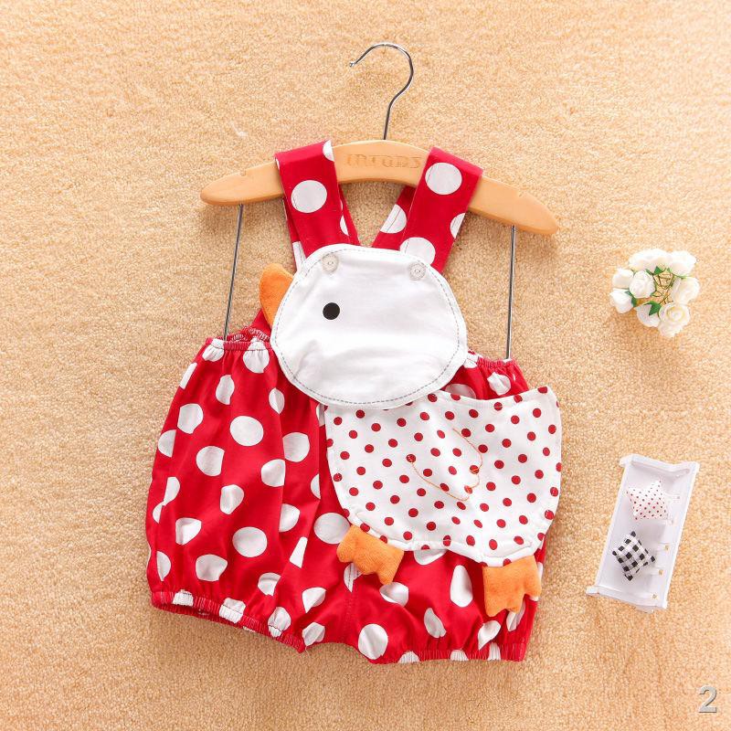 ☄▨❅bé một mảnh mùa hè ngắn tay hở lưng vải cotton mỏng 0-1 3 tuổi quần áo sơ sinh romper