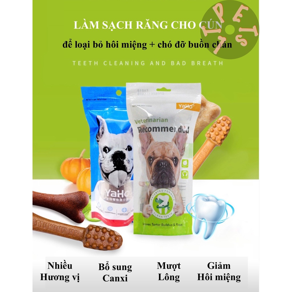 Xương gặm sạch răng bổ sung canxi cho chó YAHO 170gr vị bò-gà nướng