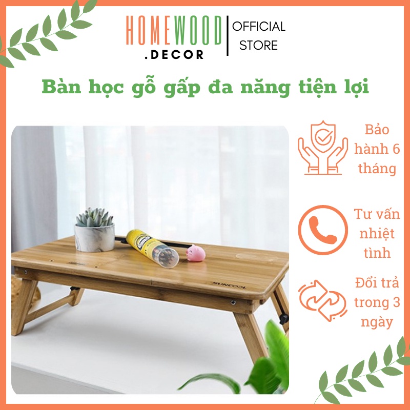 Bàn học gỗ gấp gọn thông minh Homewood đa năng chống cận chống gù