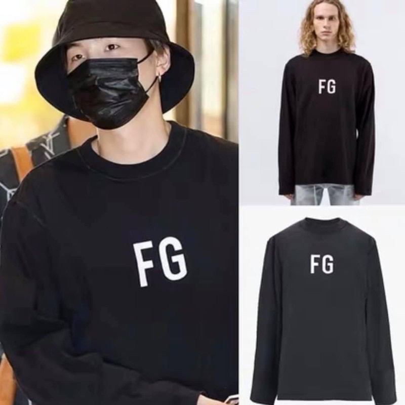 Áo dài tay longshirt trăng/đen  Fg JungKook và Suga BTS
