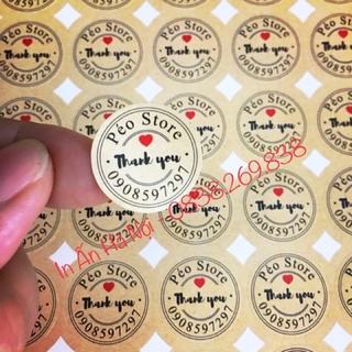 Combo 200 tem dán thank you in tên shop theo yêu cầu