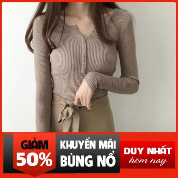 MS205 Áo len lông cừu dài tay cúc dọc