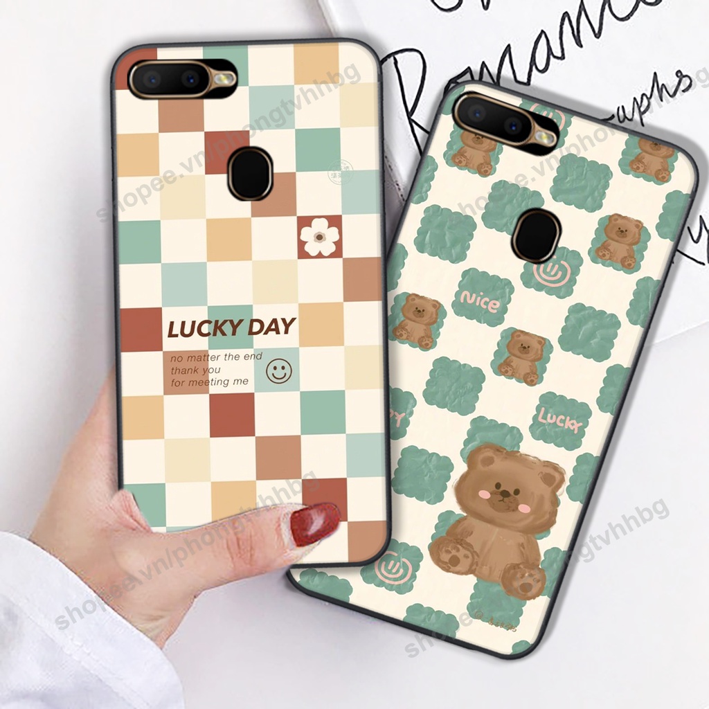 Ốp lưng Oppo A5s / A7 / F9 / A12 / Realme 2 Pro trái tim gấu thể thao , smile mặt cười cực cute