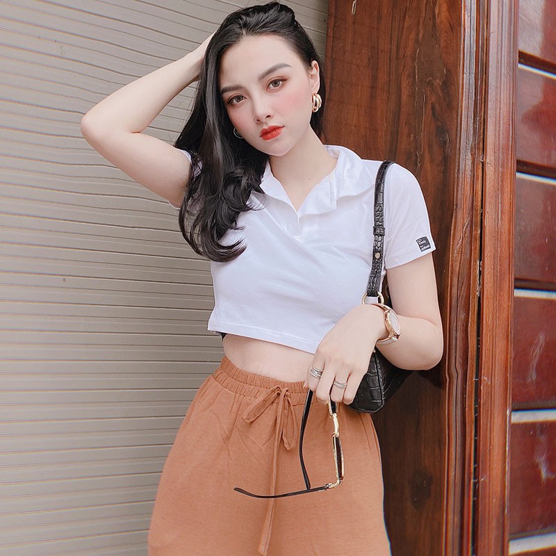 Áo Croptop Nữ MOLENTO Áo Polo Nữ Crt Thun Sơ Mi Ulzzang Crop Top Phông Cổ Bẻ Kiểu Ôm Body Có Cổ Tay Ngắn Đẹp - M16 | BigBuy360 - bigbuy360.vn