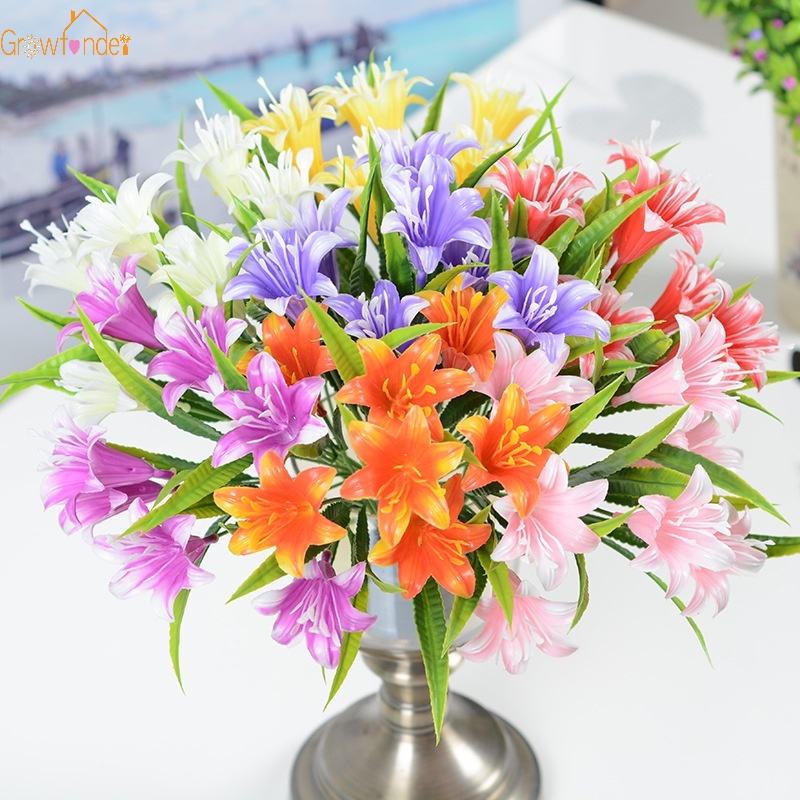 1 Nhánh 7 Hoa Lily Nhân Tạo Bằng Nhựa Dùng Trang Trí Nhà Cửa/Văn Phòng