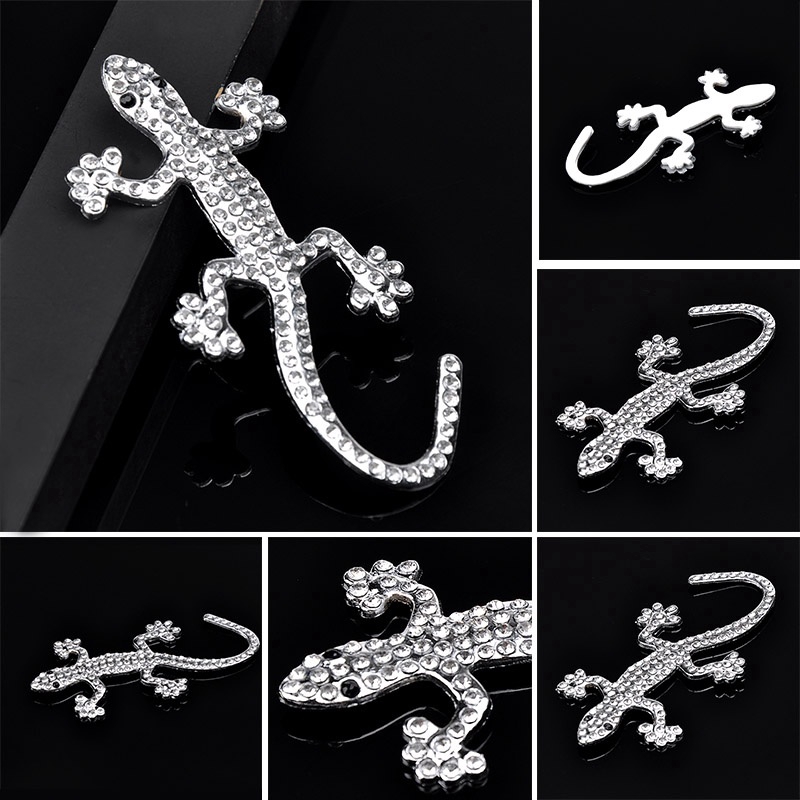 Sticker Dán Xe Hơi Hình Tắc Kè 3d Bằng Hợp Kim Bạc W6n2