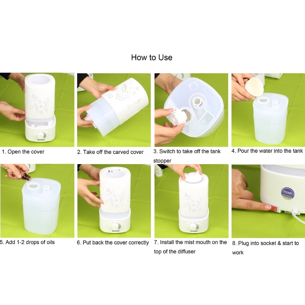 Máy Xông Tinh Dầu Dung Tích Lớn, 2 Vòi Phun Mạnh Mẽ, Đèn LED 7 Màu Cực Đẹp - Tặng Kèm Tinh Dầu Sả Chanh TIDAMO 10ML