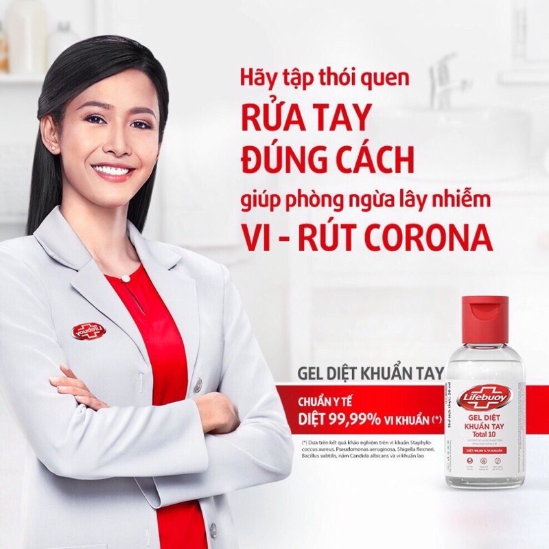 Dung dịch diệt khuẩn nước rửat tay khô Lifebuoy dạng gel chai 50ml hàng chuẩn Unilever