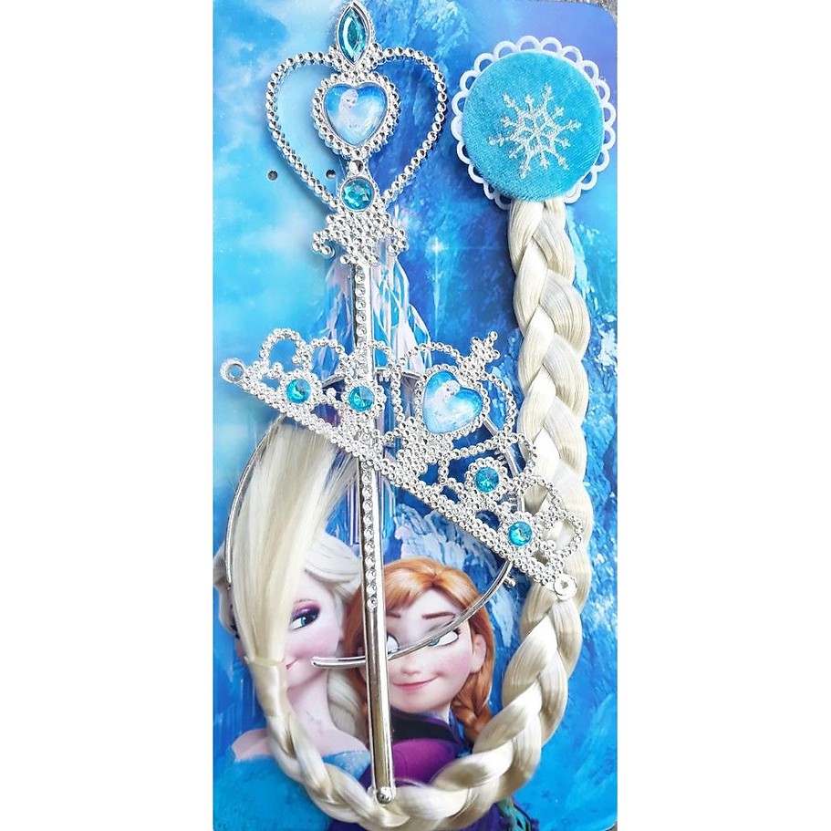 Phụ kiện hoá trang vương miện đũa thần tóc giả găng tay công chúa Elsa Frozen SP006
