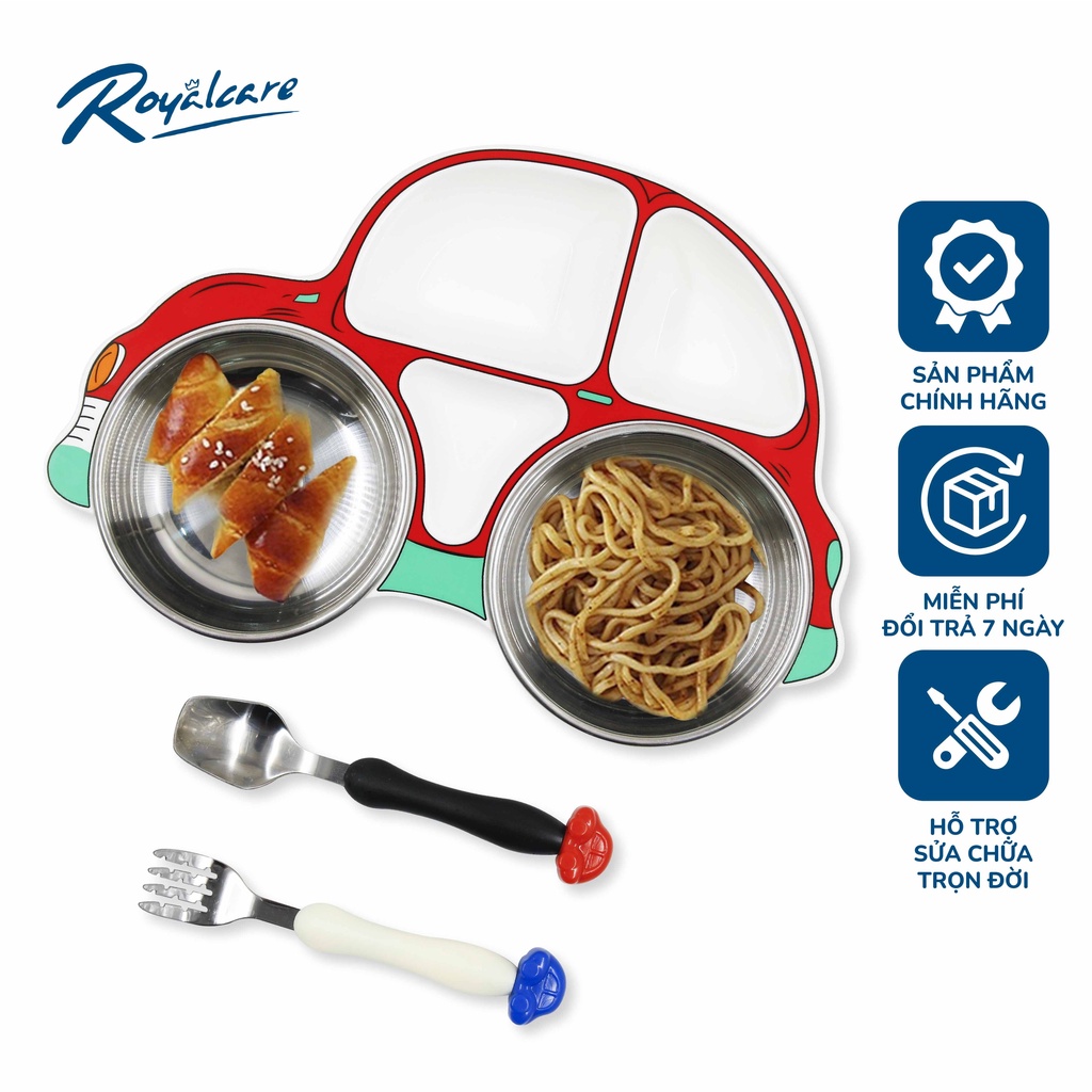 Khay cơm cho bé, đồ dùng ăn dặm inox cao cấp Royalcare phù hợp BLW,, kiểu Nhật và ăn dặm truyền thống
