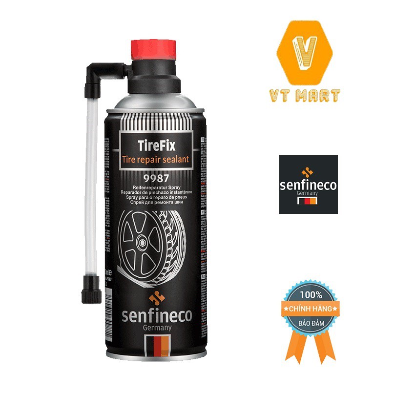 {TỰ BƠM } Keo Vá Lốp Senfineco Tire Fix Tire Repair Sealant 450ML 9987 chữa các vết thủng lốp khẩn cấp không cần dụng cụ