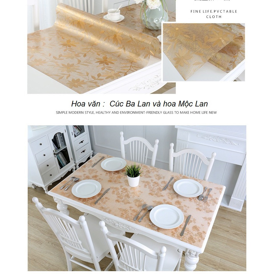 Khăn trải bàn PVC mềm chống thấm cách nhiệt - tấm trải bàn ăn cao cấp