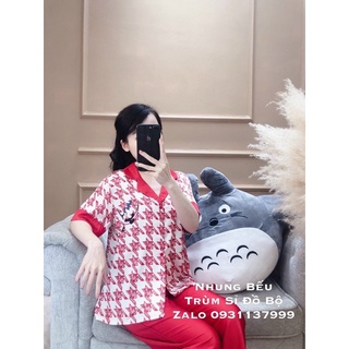 Set Đồ bộ Pijama - Bộ lụa latin mặc nhà tay ngắn quần dài ziczac đỏ xám xanh