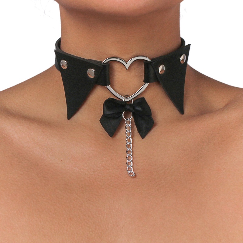 XIXI Vòng Cổ Choker Bằng Da Màu Đen Phong Cách Punk Gothic Punk Có Thể Điều Chỉnh Cho Nữ