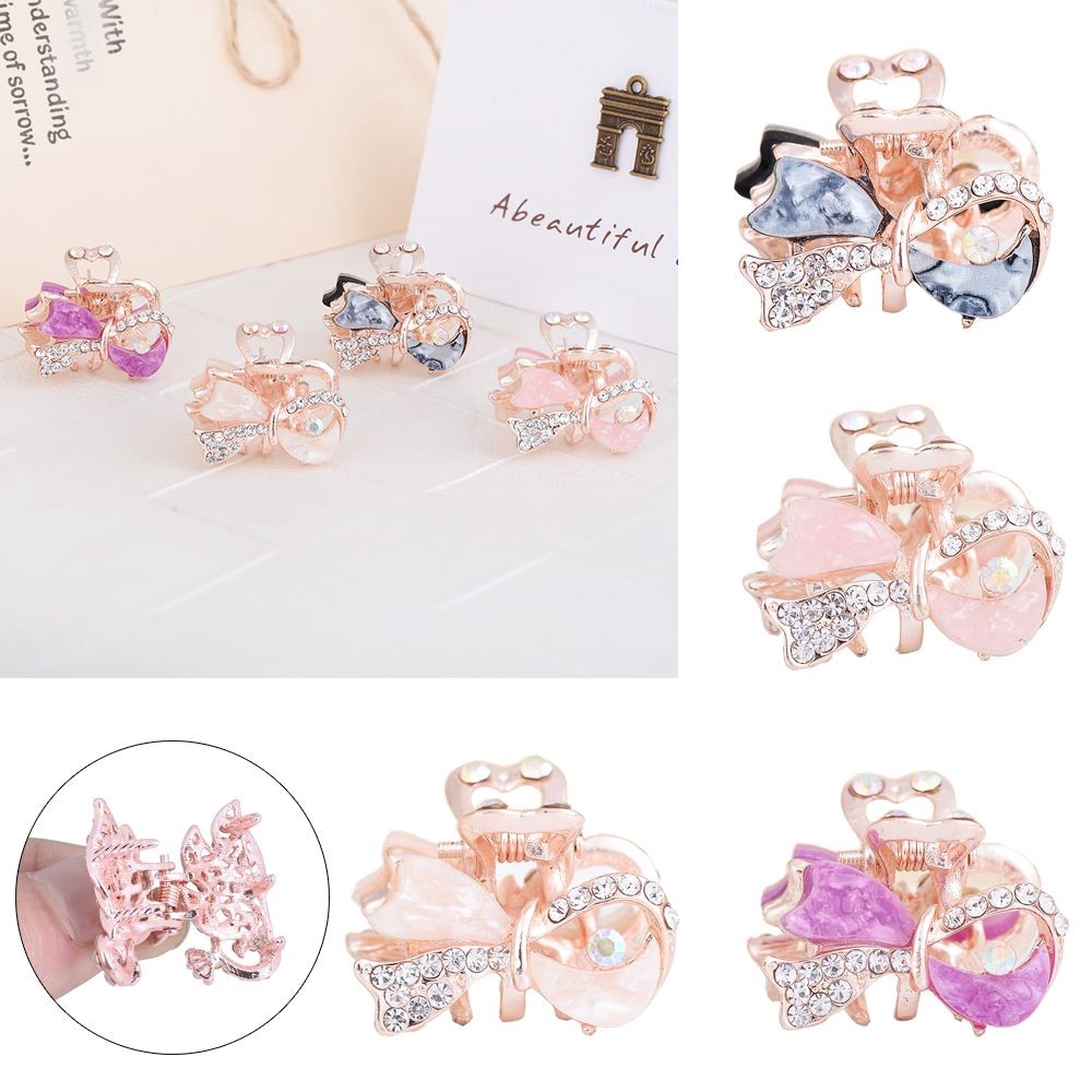 Kẹp tóc họa tiết nơ đính kim cương giả thời trang