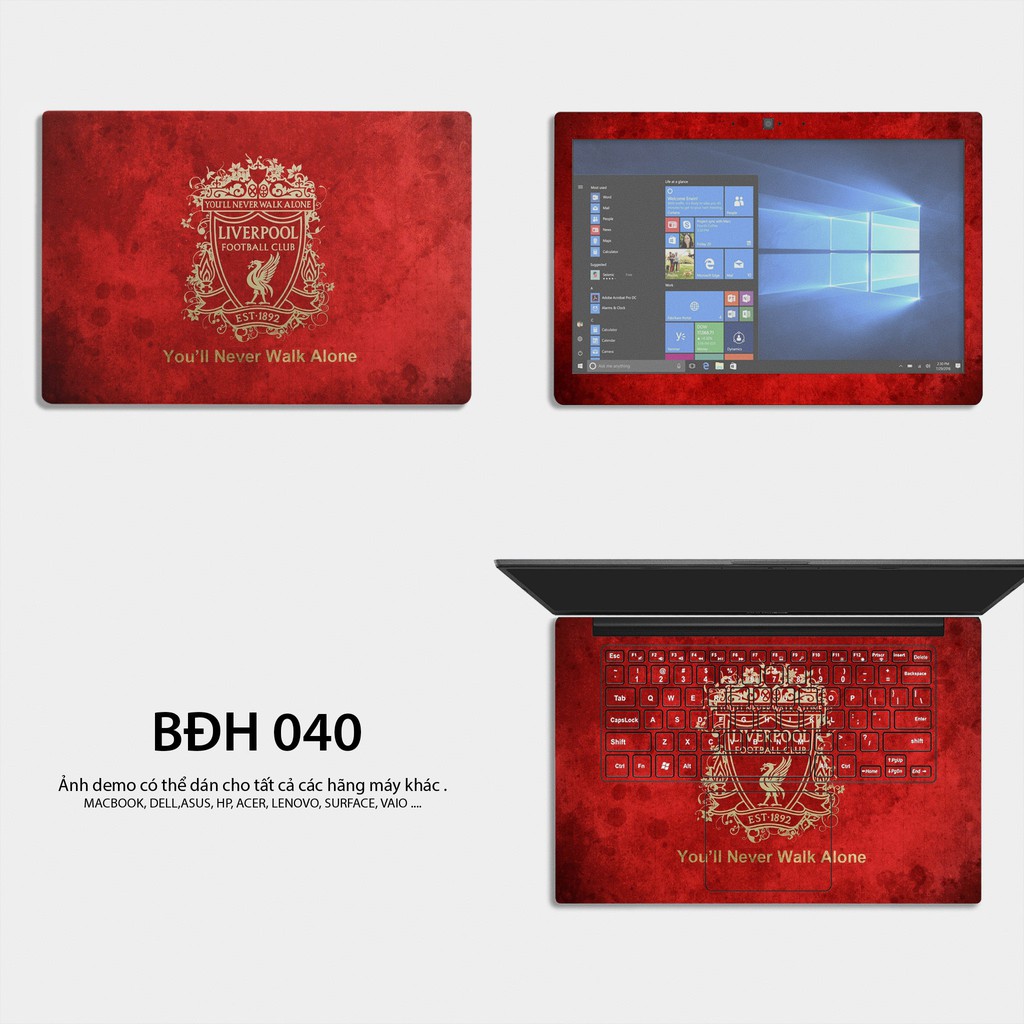 Bộ skin dán laptop mẫu Logo Liverpool / Có mẫu decal dán cho tất cả các hãng máy tính