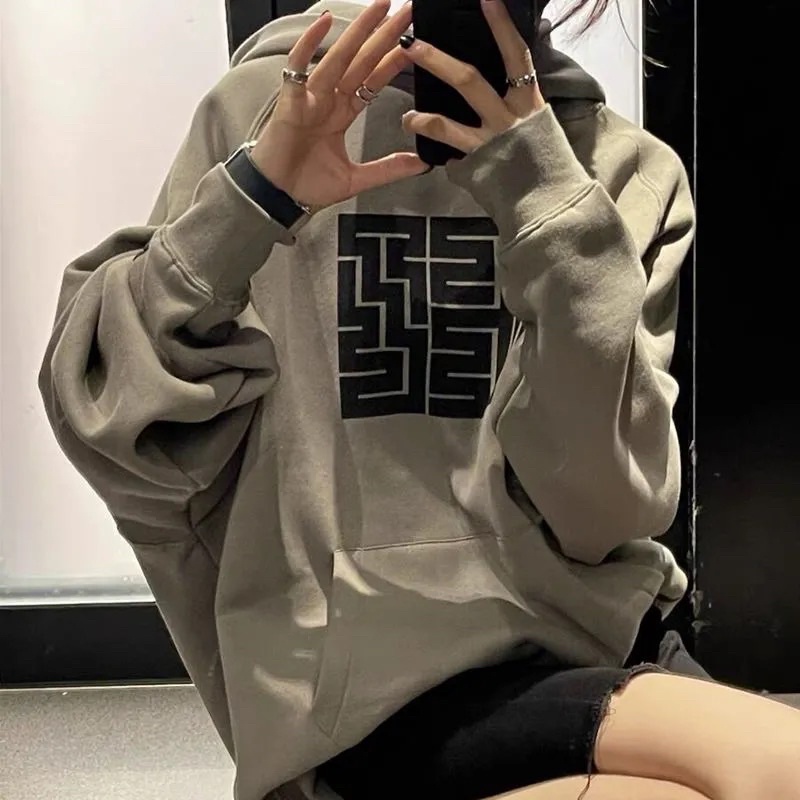 Áo Hoodie Nam Nữ Unisex Màu Nâu Xám Dài Tay Có Mũ Phom Rộng Chất Nỉ Da Cá Phong Cách Ulzzang Hàn Quốc Cá Tính Năng Động