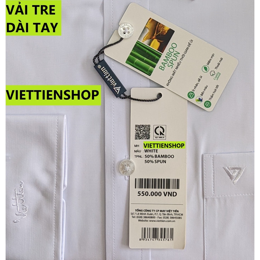 ÁO SƠ MI VIỆT TIẾN NGẮN TAY VÀ DÀI TAY MÀU TRẮNG