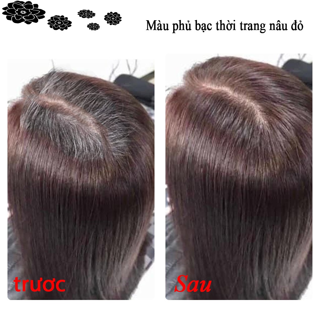 Thuốc Nhuộm Tóc Phủ Bạc Màu Thời Trang Nâu Socola - Nâu đỏ - Nâu vàng - Nâu Mocha Ăn Bạc 100% ( Tặng Trợ Nhuộm )