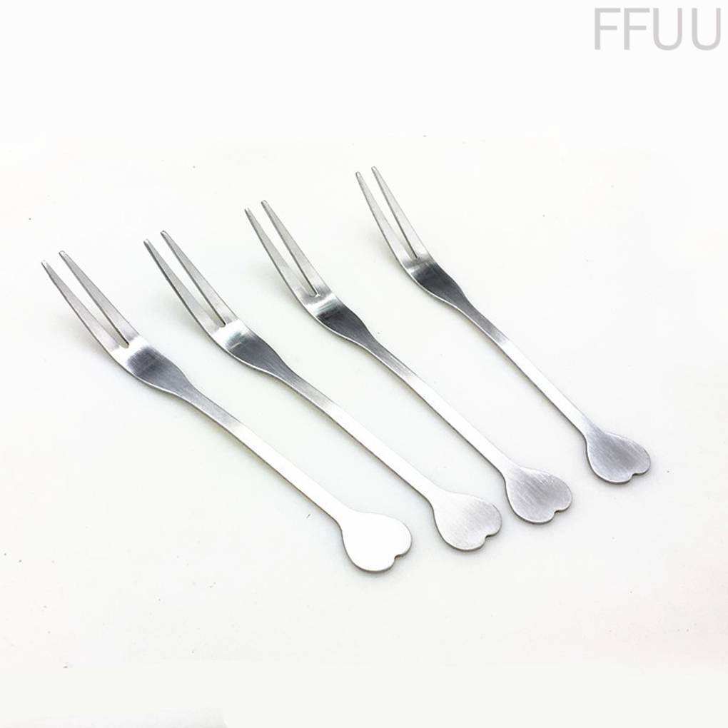 Nĩa ăn trái cây bằng thép không gỉ thiết kế đầu hình trái tim đơn giản tiện dụng 86