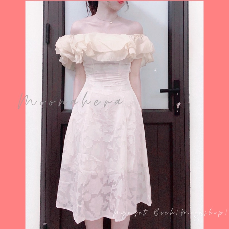 Váy trắng hai dây ngọc phối voan công chúa. Đầm xoè chụp kỉ yếu, đi tiệc cưới hình thật