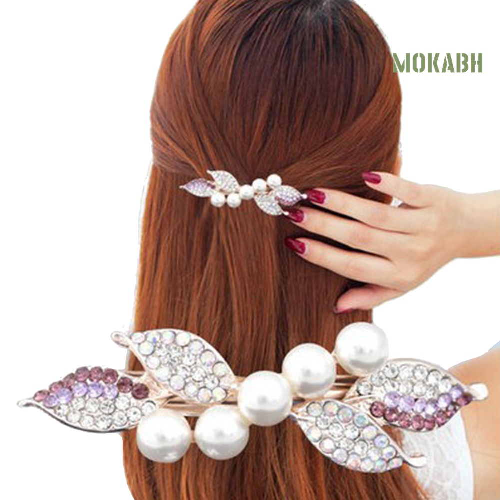 Kẹp Tóc Hình Nơ Đính Ngọc Trai Giả Thanh Lịch Cho Nữ