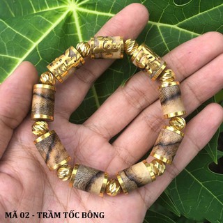 Vòng Trầm Hương Tốc Bông Tự Nhiên - Size 10mm 12mm - Tặng hộp Gấm cao cấp